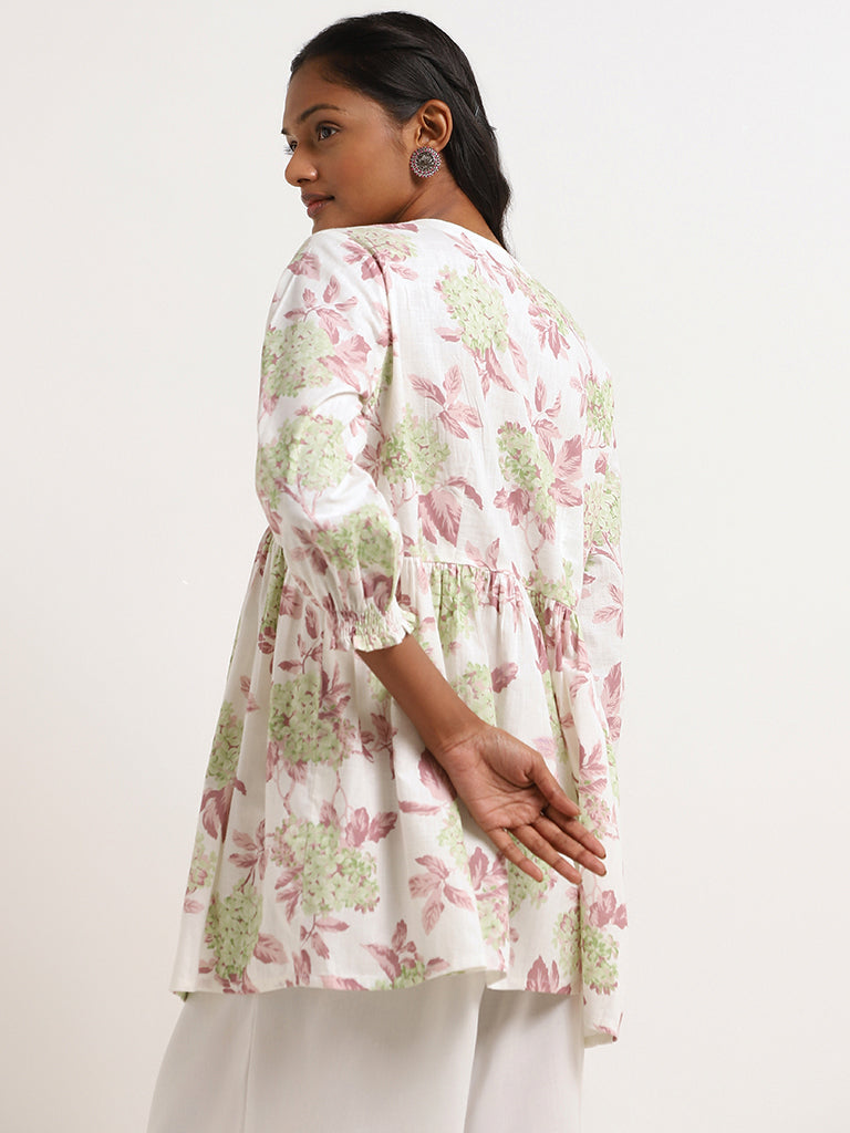 Utsa Mauve Floral Printed Cotton Kurti