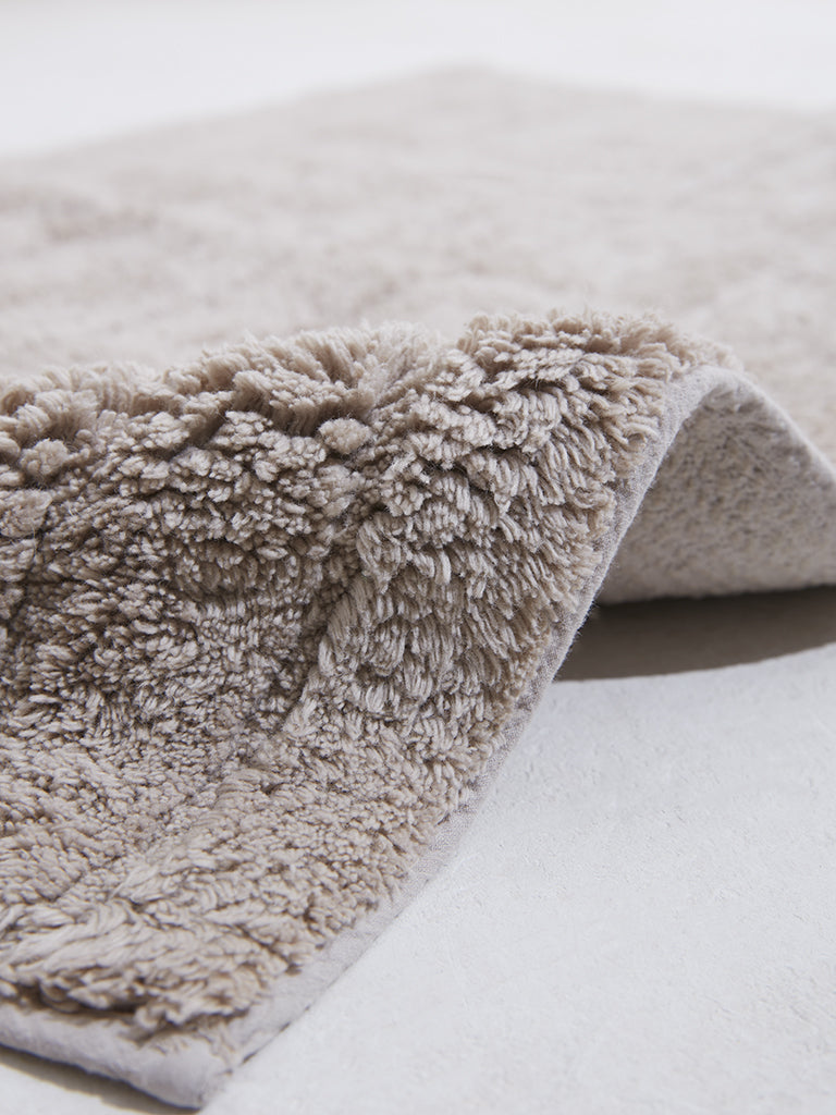 Westside Home Taupe Fluffy Striped Bathmat