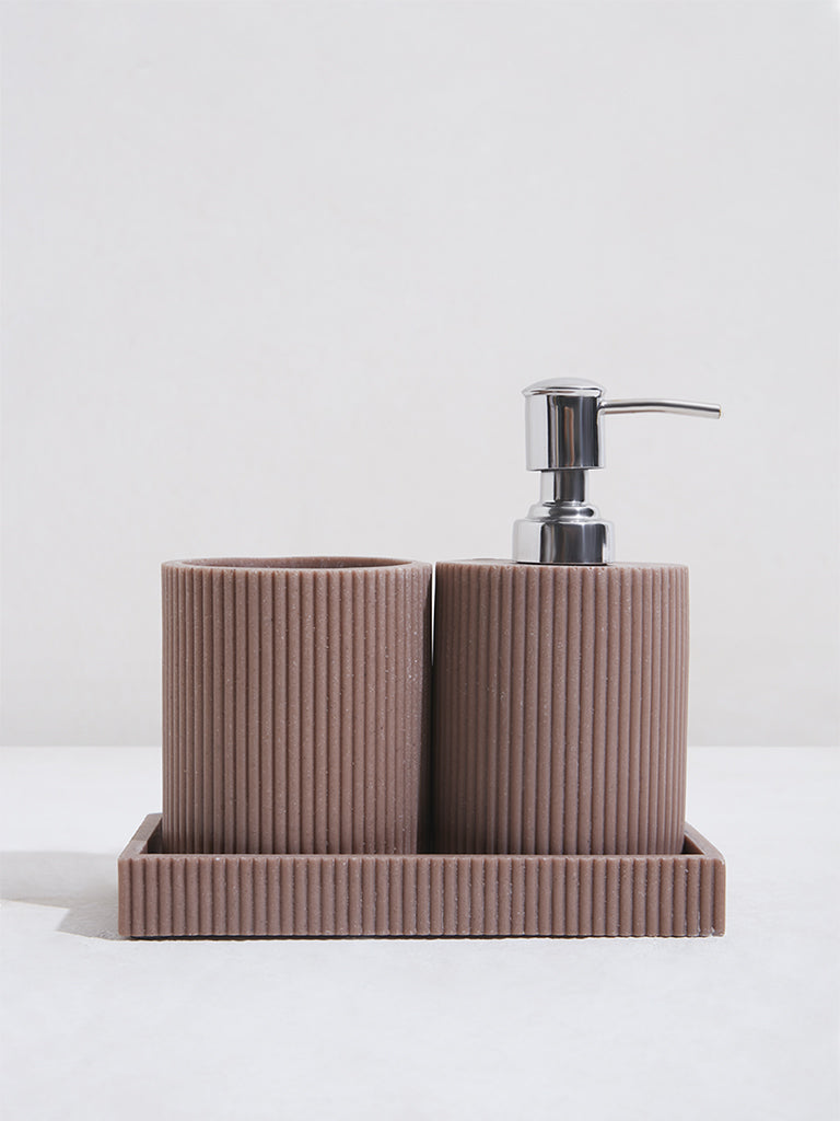 Westside Home Rust Ribbed Bathroom Accessory (Set of 2)