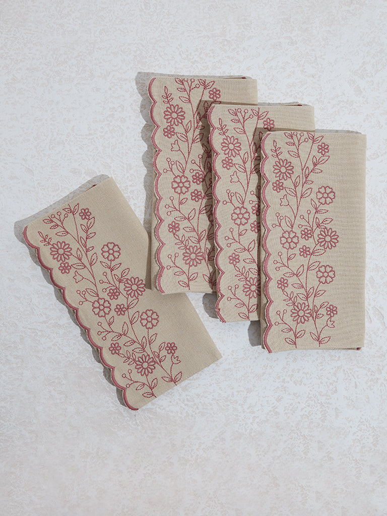 Westside Home Dusty Rose Floral Design Placemats (Set of 4)