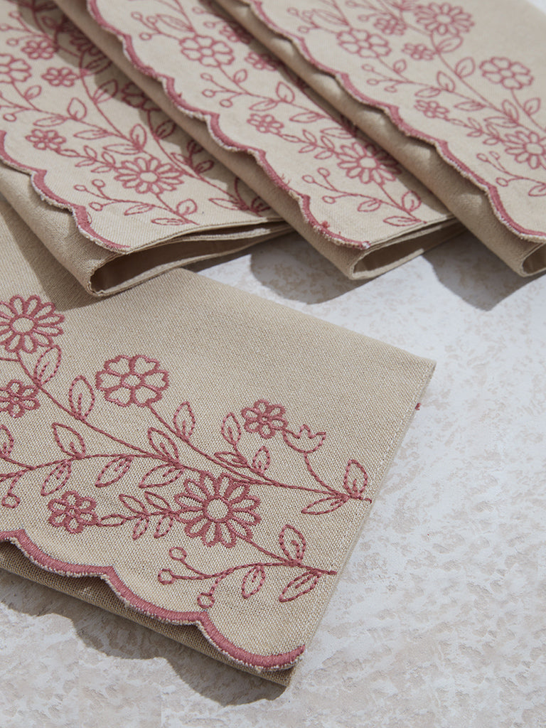 Westside Home Dusty Rose Floral Design Placemats (Set of 4)