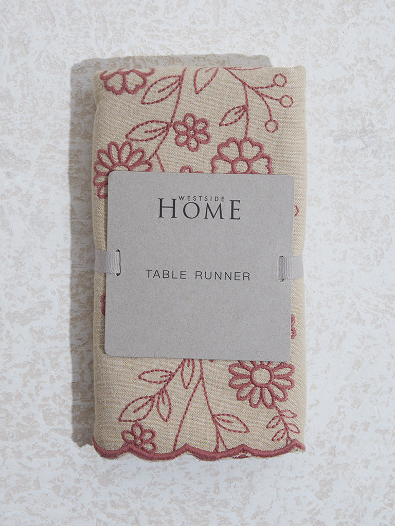 Westside Home Dusty Rose Floral Design Table Runner