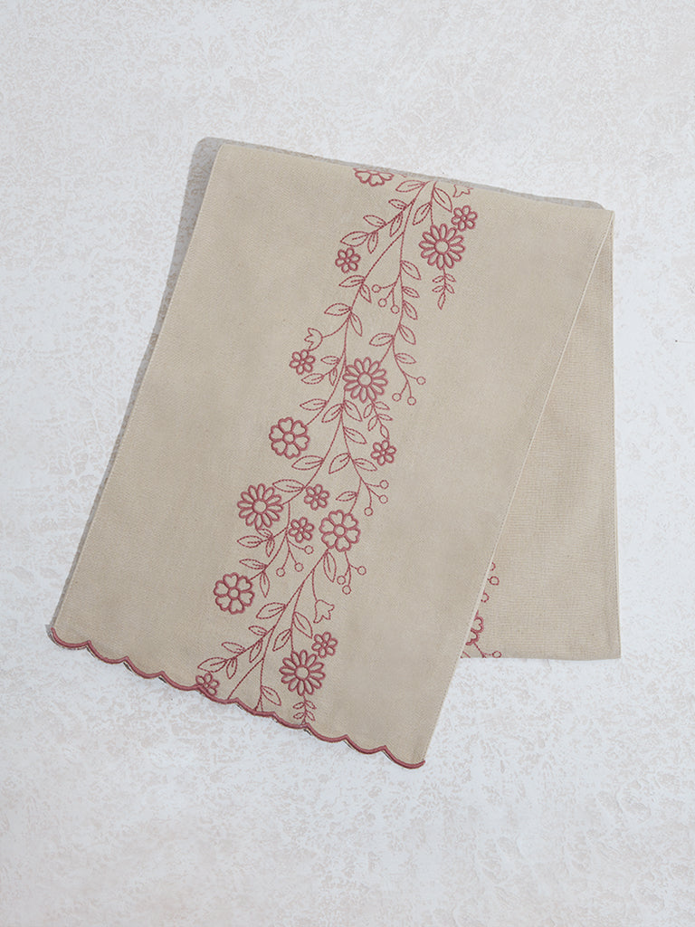 Westside Home Dusty Rose Floral Design Table Runner