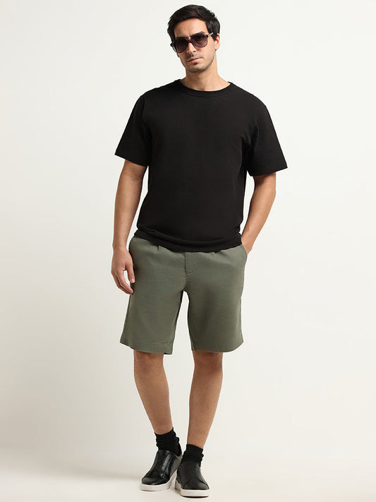 WES Casuals Green Relaxed Fit Shorts