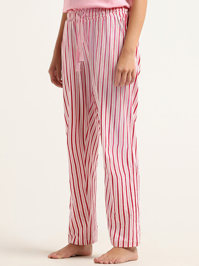 Wunderlove Red Striped Cotton Pyjamas