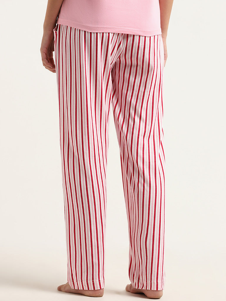 Wunderlove Red Striped Cotton Pyjamas