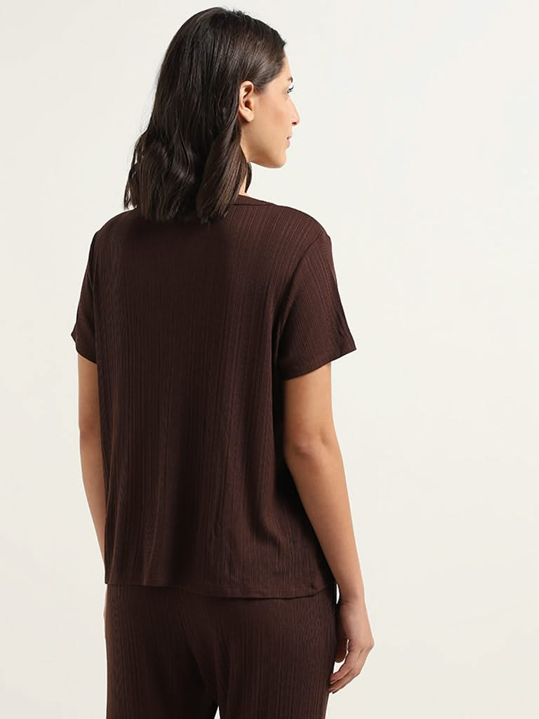 Wunderlove Brown Ridged Supersoft T-Shirt