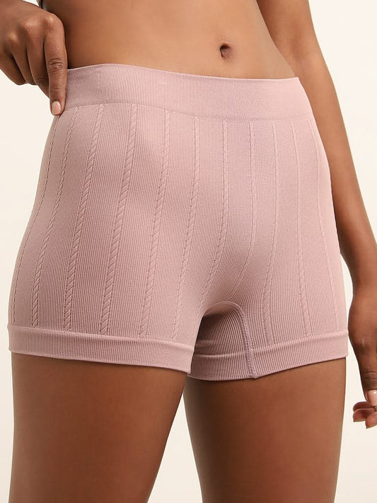 Superstar Dusty Pink Ribbed Mid-Rise Shorts Brief