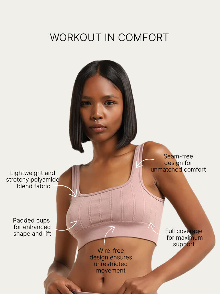 Superstar Dusty Pink Ribbed Seamfree Sports Bra