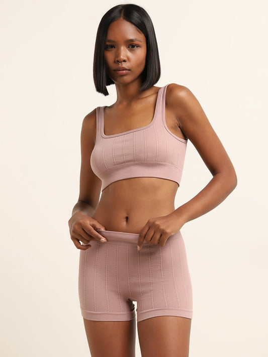 Superstar Dusty Pink Ribbed Seamfree Sports Bra