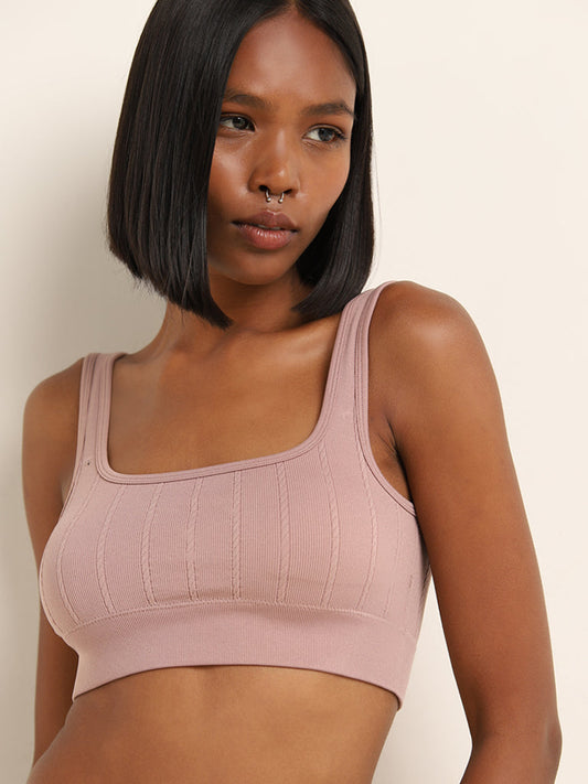 Superstar Dusty Pink Ribbed Seamfree Sports Bra