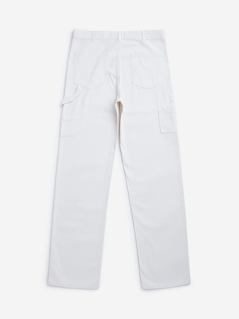 Y&F Kids Off-White Mid Rise Straight Fit Jeans