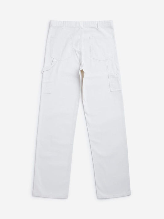 Y&F Kids Off-White Mid Rise Straight Fit Jeans