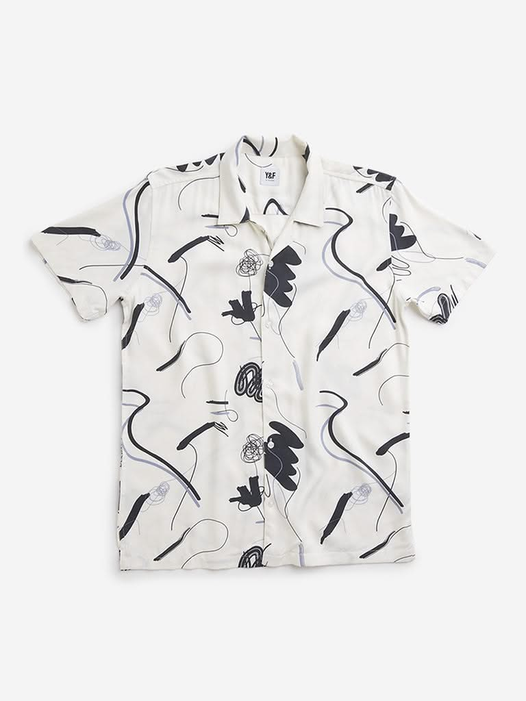 Y&F Kids Off-White Abstract Design Shirt