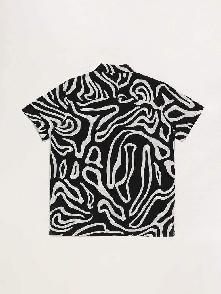 Y&F Kids Abstract Printed Black Shirt