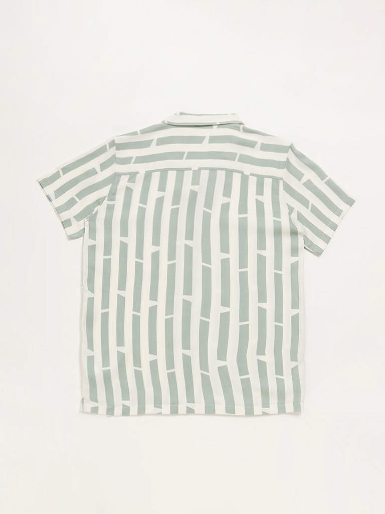 Y&F Kids Sage Green Striped Shirt