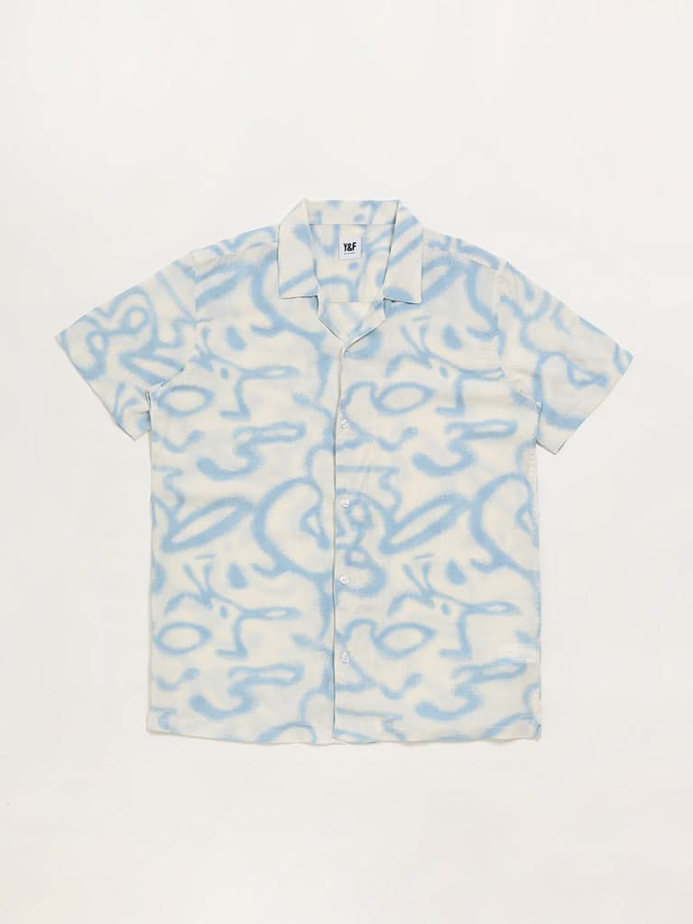 Y&F Kids Off-White Abstract Printed Shirt