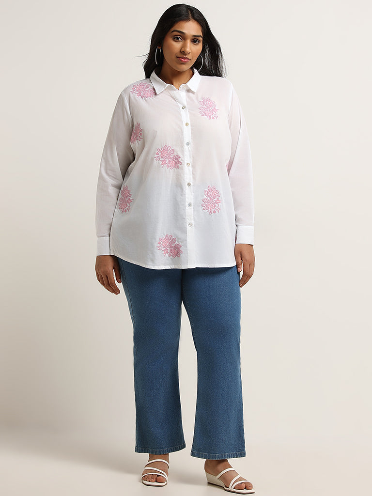 Diza White Floral Embroidered Cotton Tunic