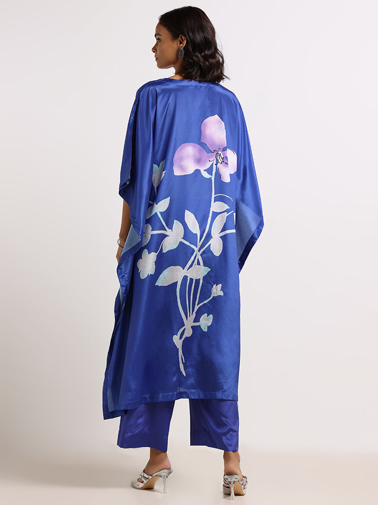 Vark Blue Printed Kaftan Set