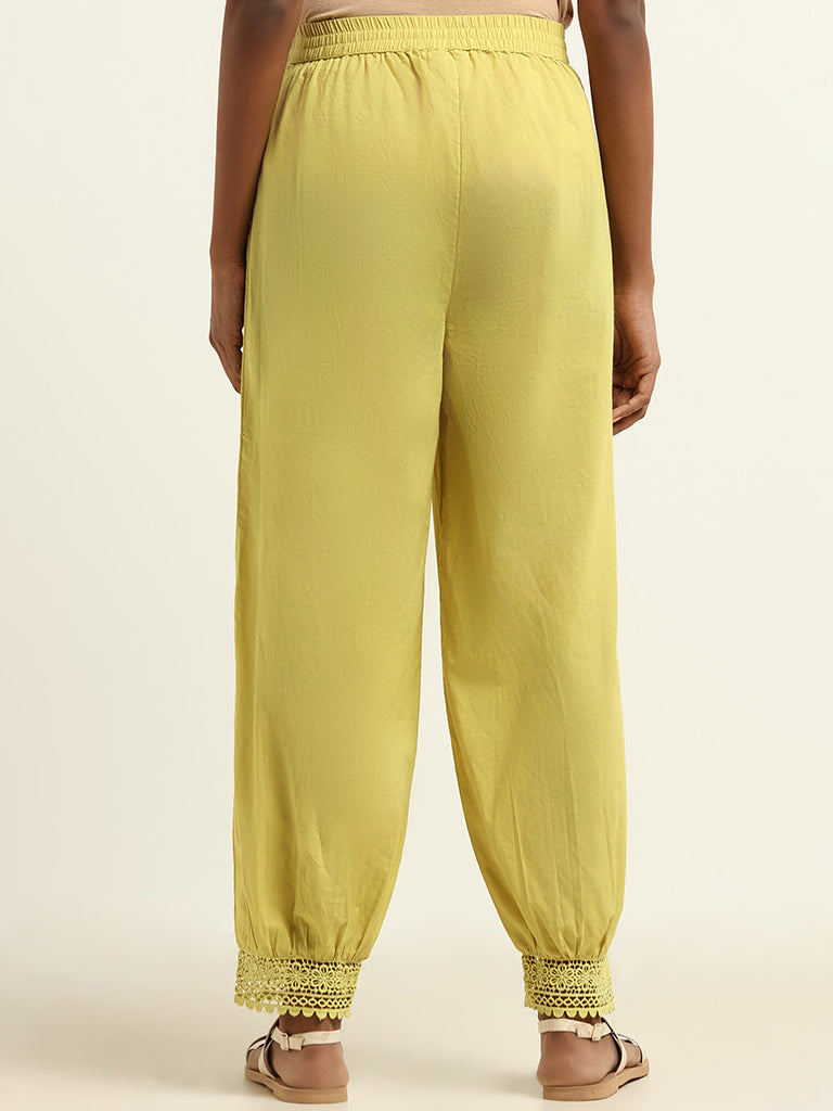 Utsa Lime Lacy Pants