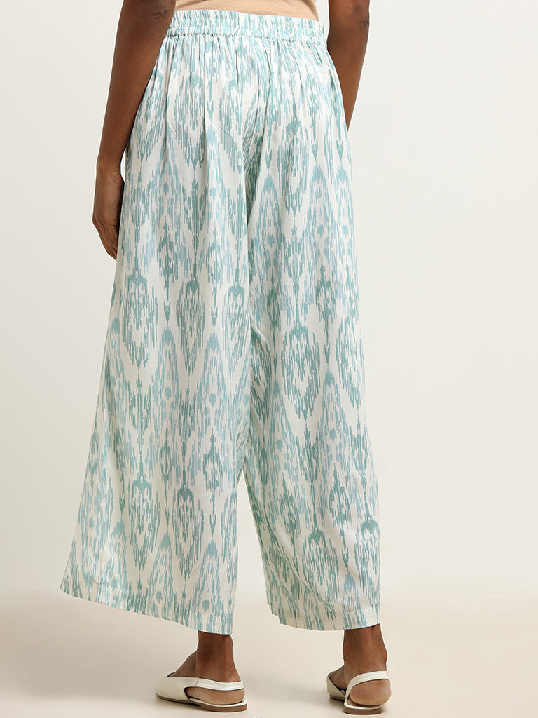 Utsa Aqua Printed Palazzos