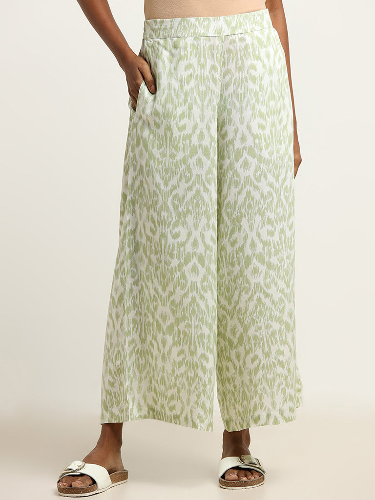 Utsa Green Printed Palazzos