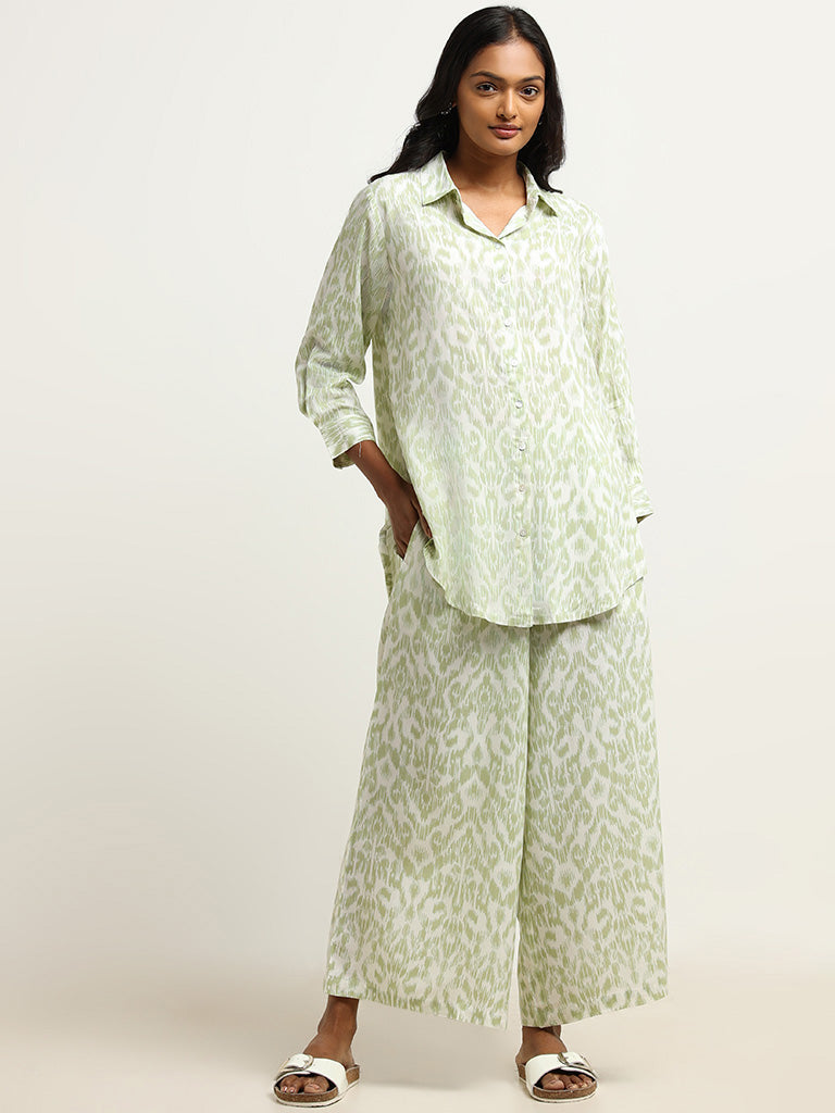 Utsa Green Printed Palazzos