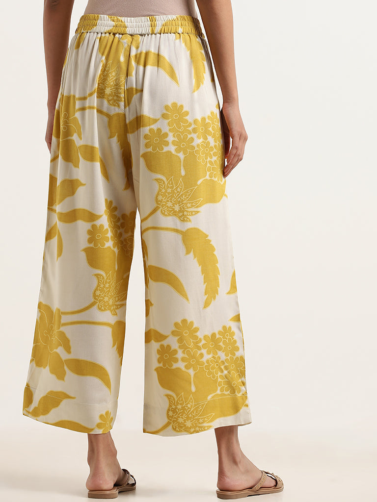 Utsa Yellow Printed Palazzos