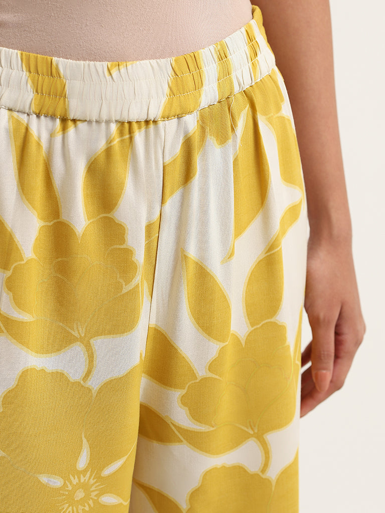 Utsa Yellow Printed Palazzos