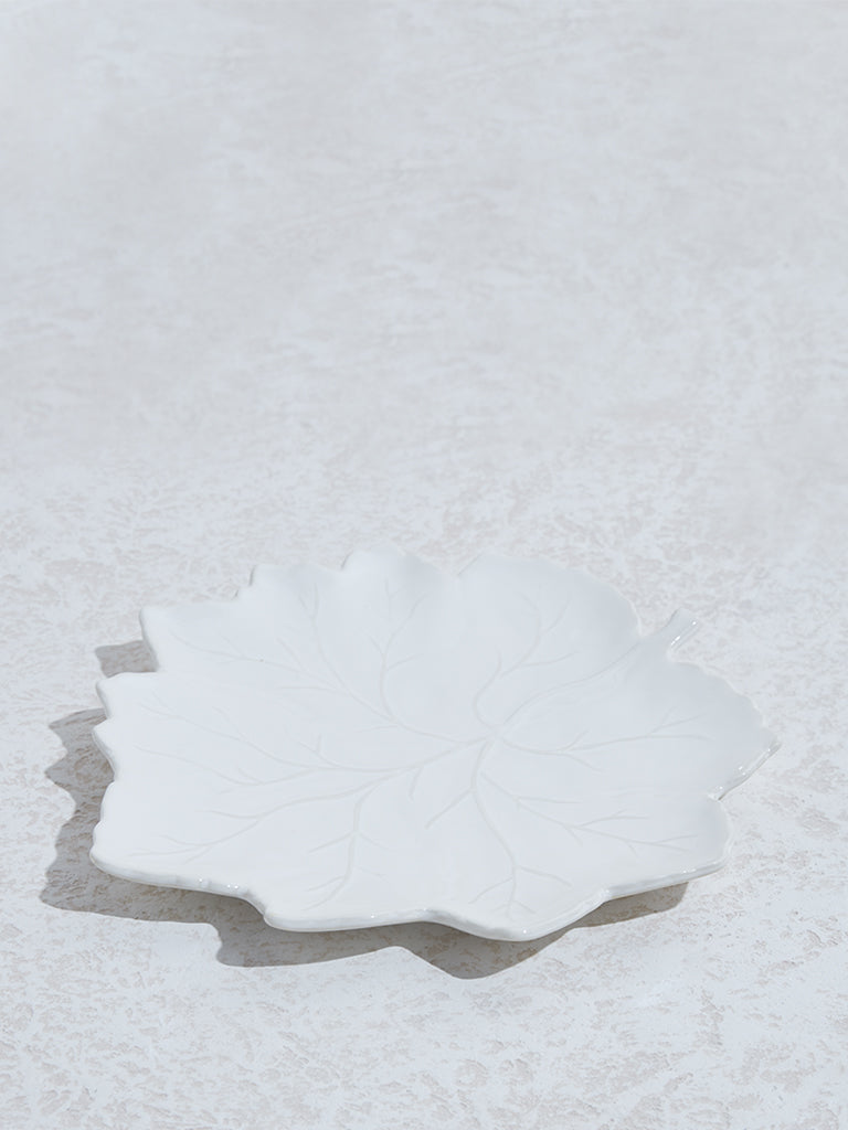 Westside Home White Leaf Design Platter - Small