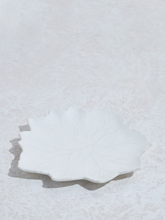 Westside Home White Leaf Design Platter - Small