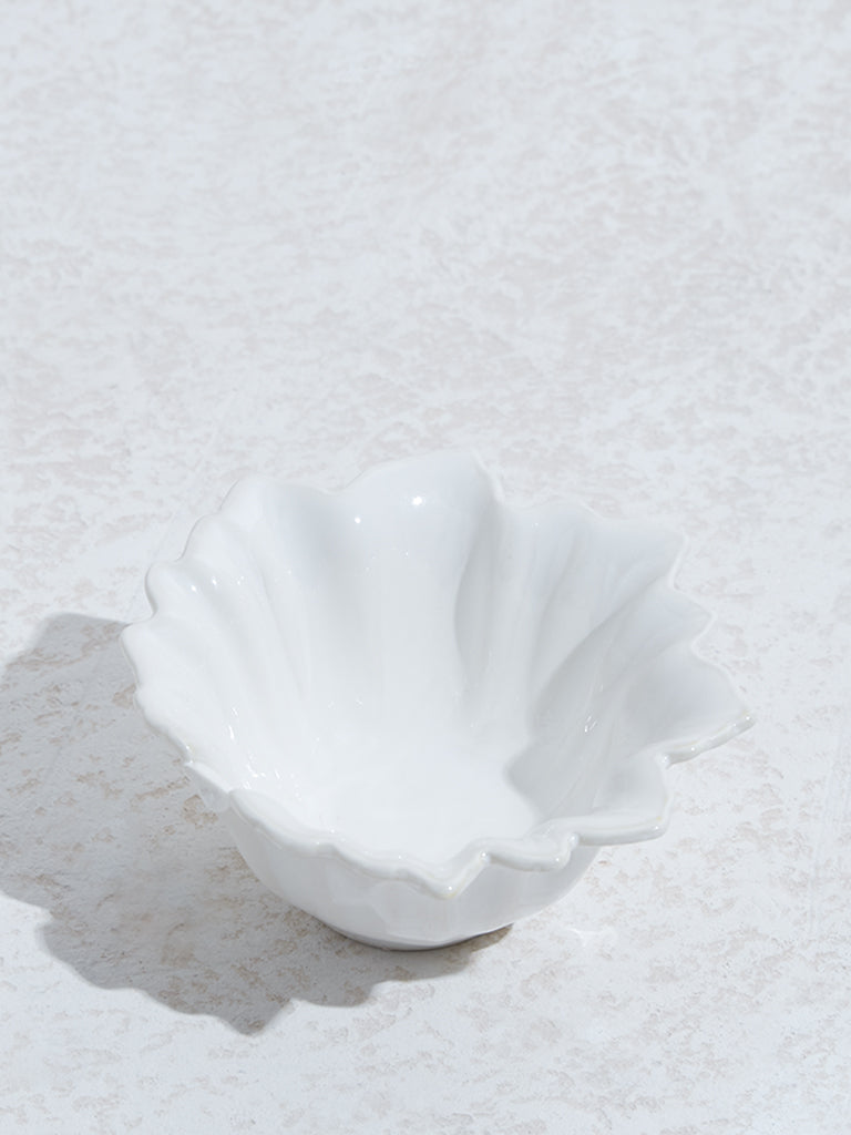 Westside Home White Leaf Design Bowl - Small