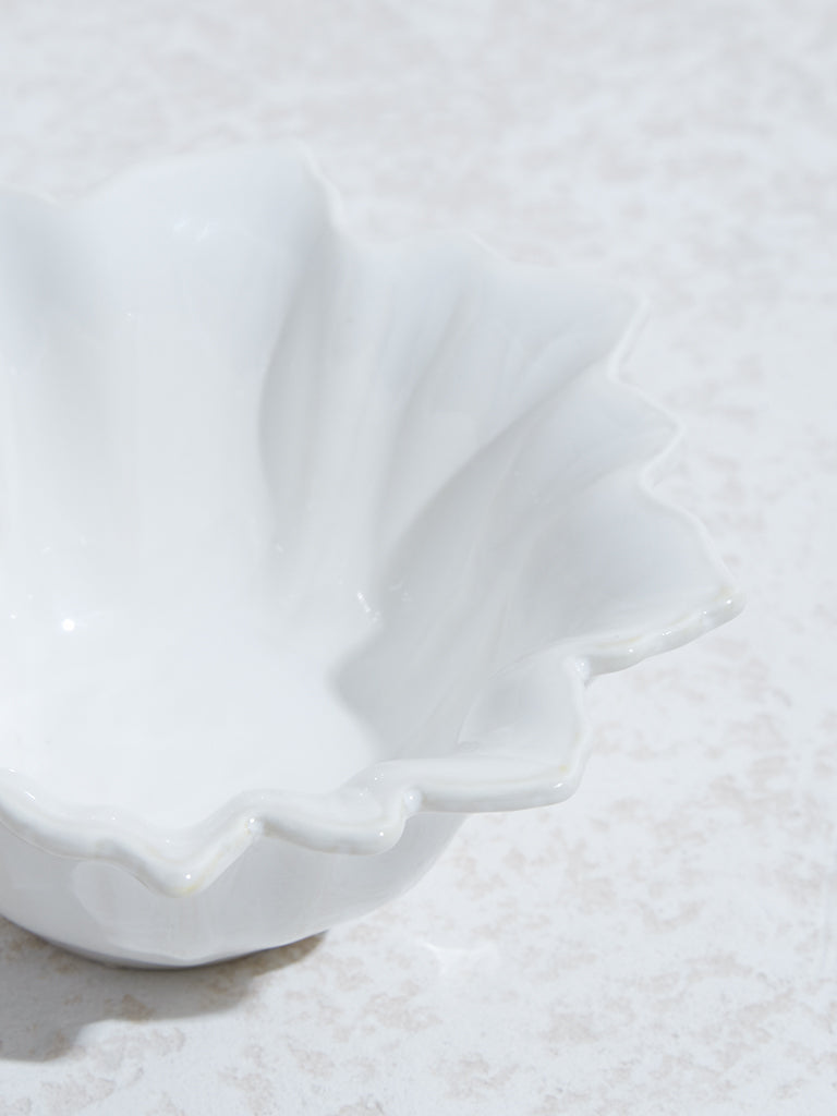 Westside Home White Leaf Design Bowl - Small