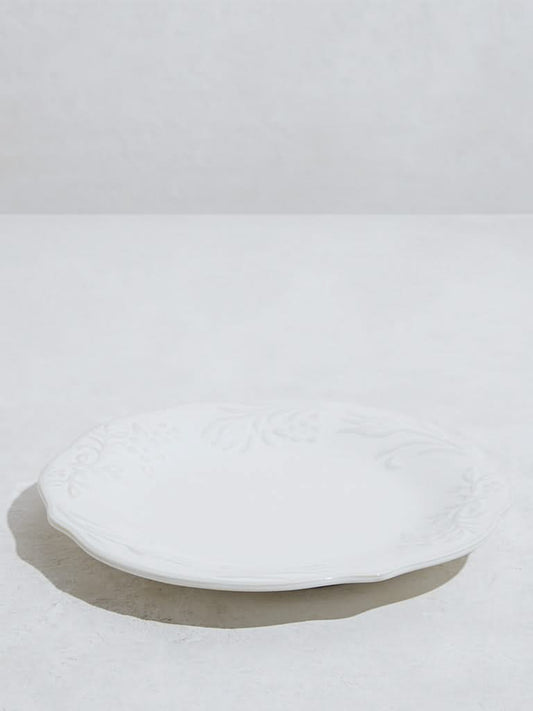 Westside Home White Floral Embossed Side Plate