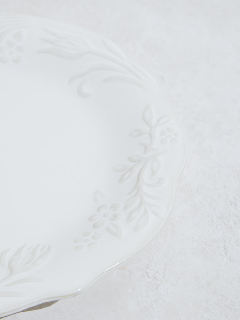 Westside Home White Floral Embossed Side Plate