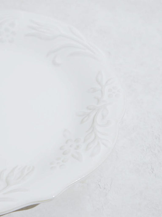 Westside Home White Floral Embossed Side Plate