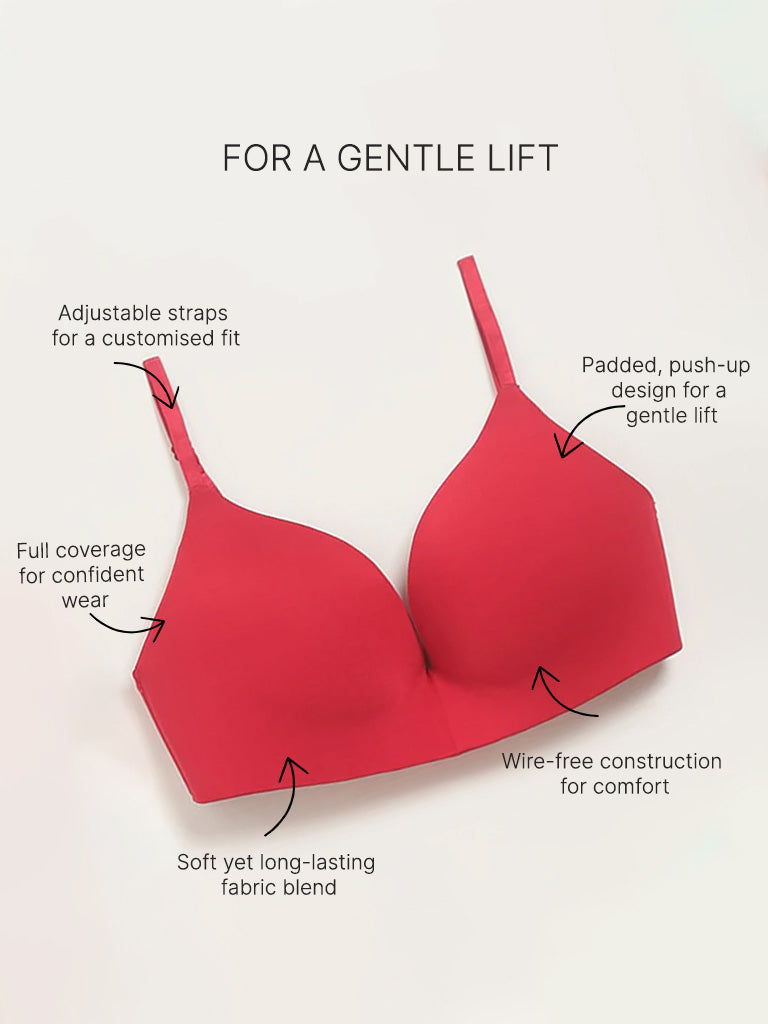 Wunderlove Red Cotton Push-Up Bra