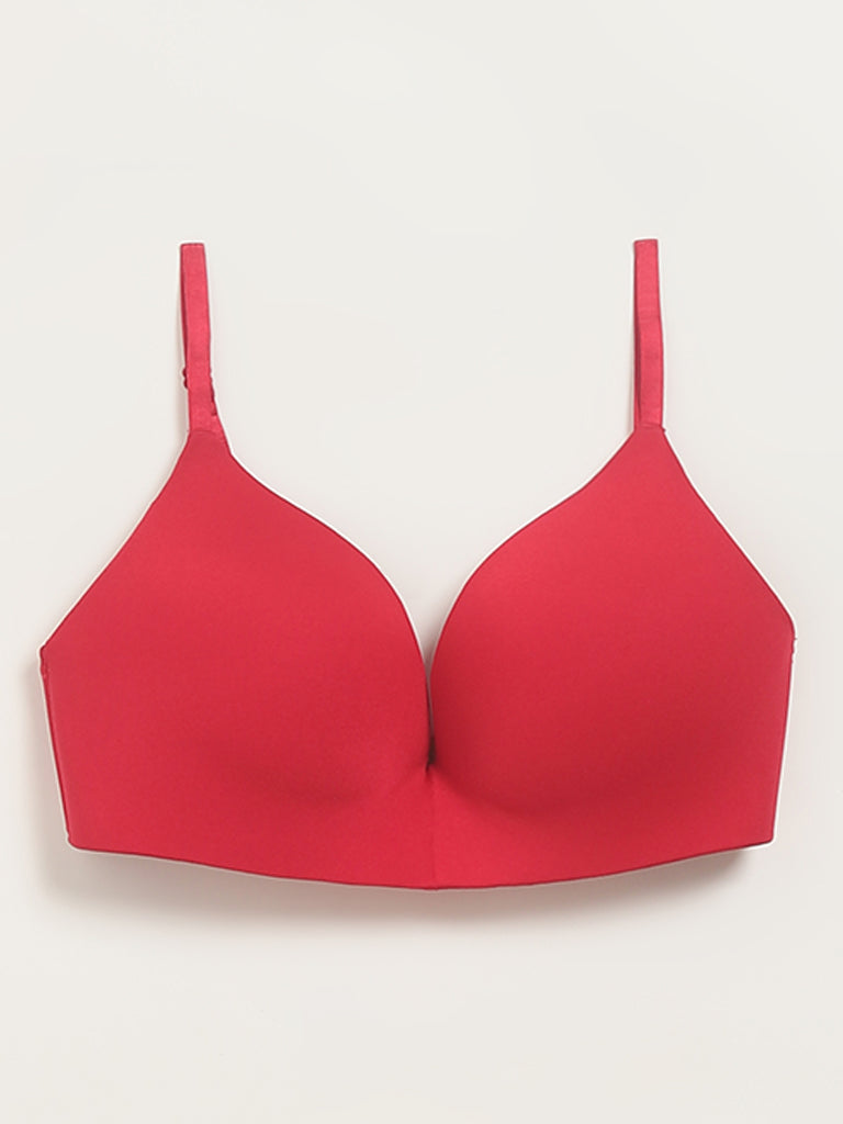 Wunderlove Red Cotton Push-Up Bra