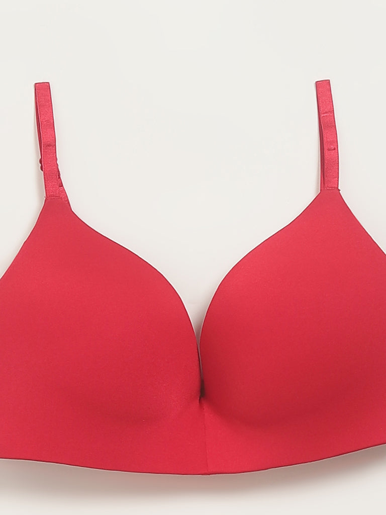 Wunderlove Red Cotton Push-Up Bra