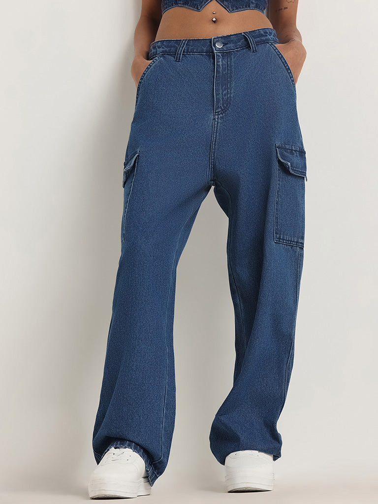 Nuon Blue Relaxed - Fit Mid Rise Jeans