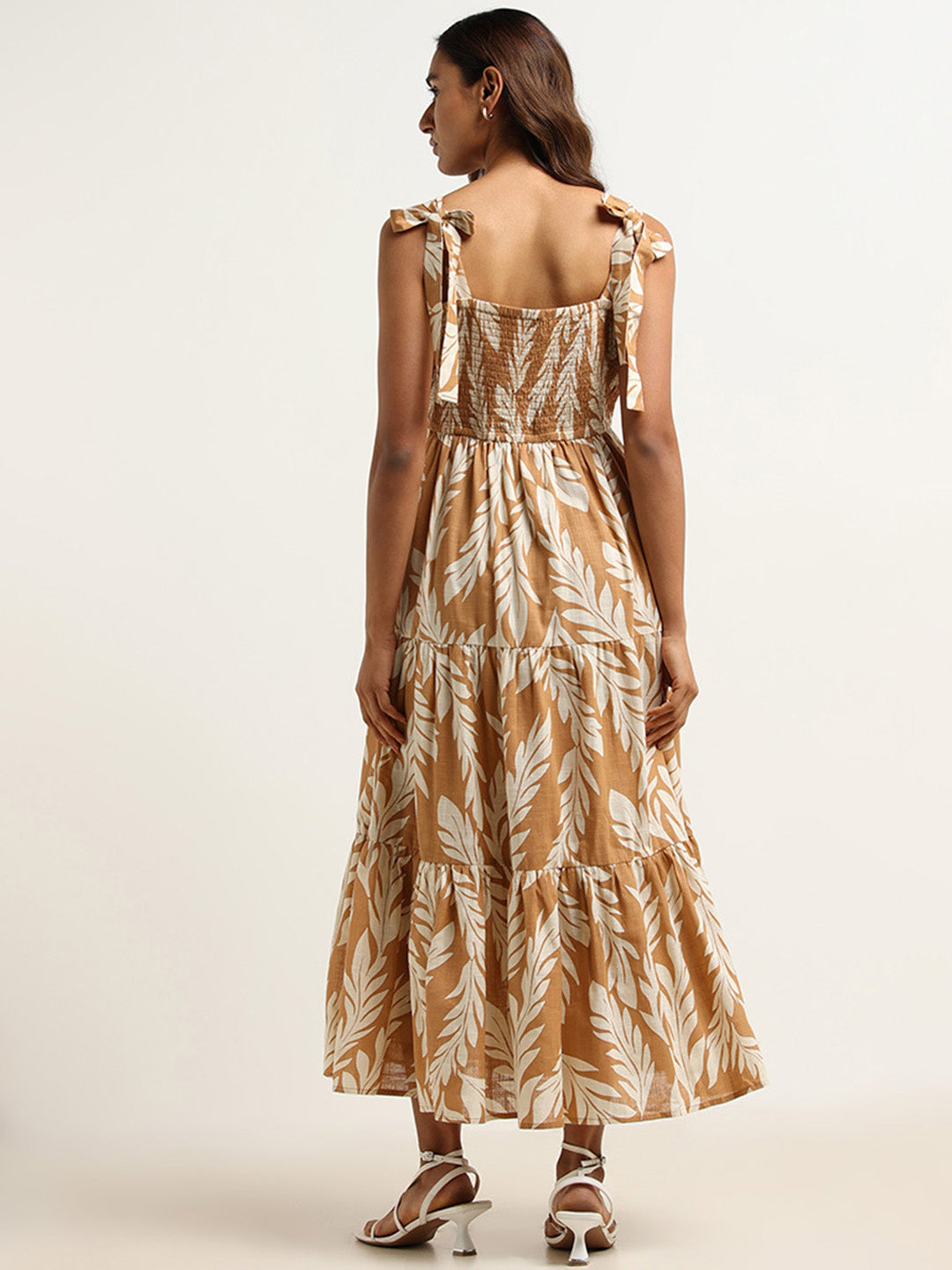 LOV Beige Tiered Cotton Maxi Dress