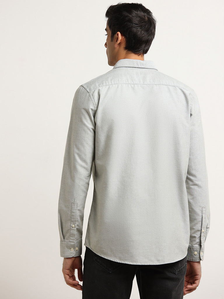 WES Casuals Light Sage Cotton Slim Fit Shirt