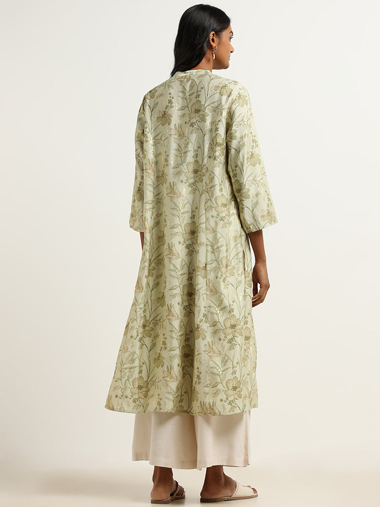 Utsa Green Floral Print Kurta