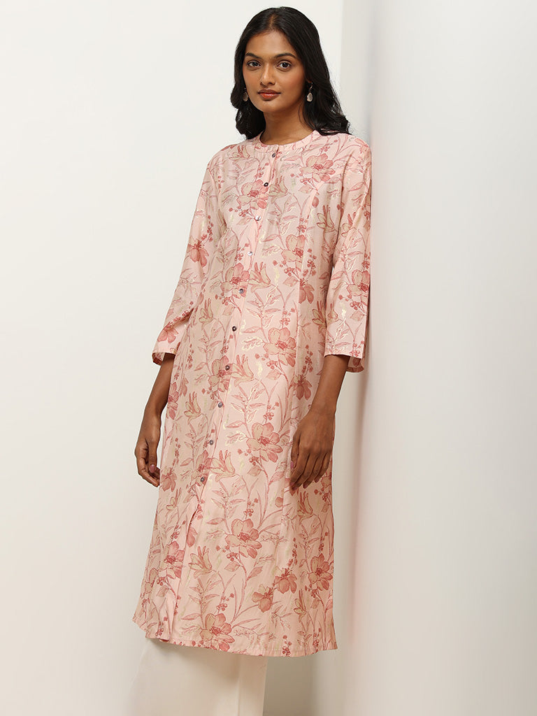 Utsa Pink Floral Print Kurta