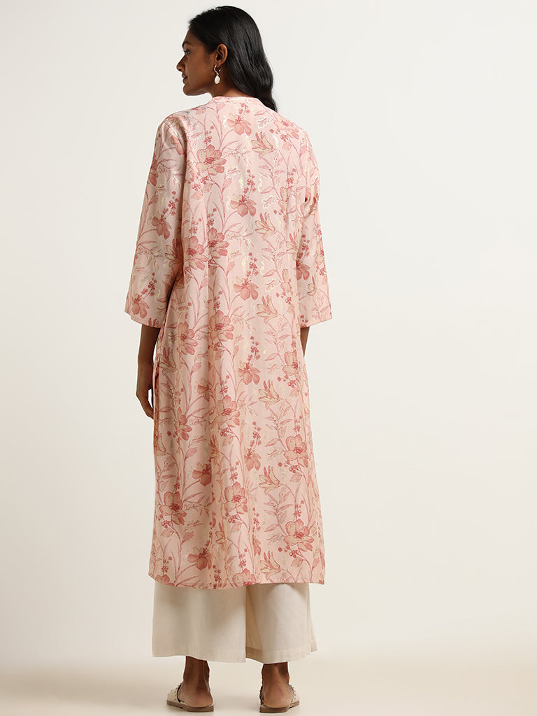 Utsa Pink Floral Print Kurta