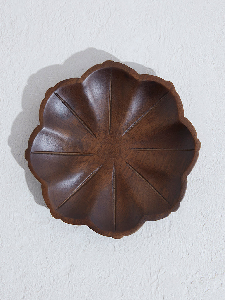 Westside Home Dark Brown Lotus Decorative Platter-Small