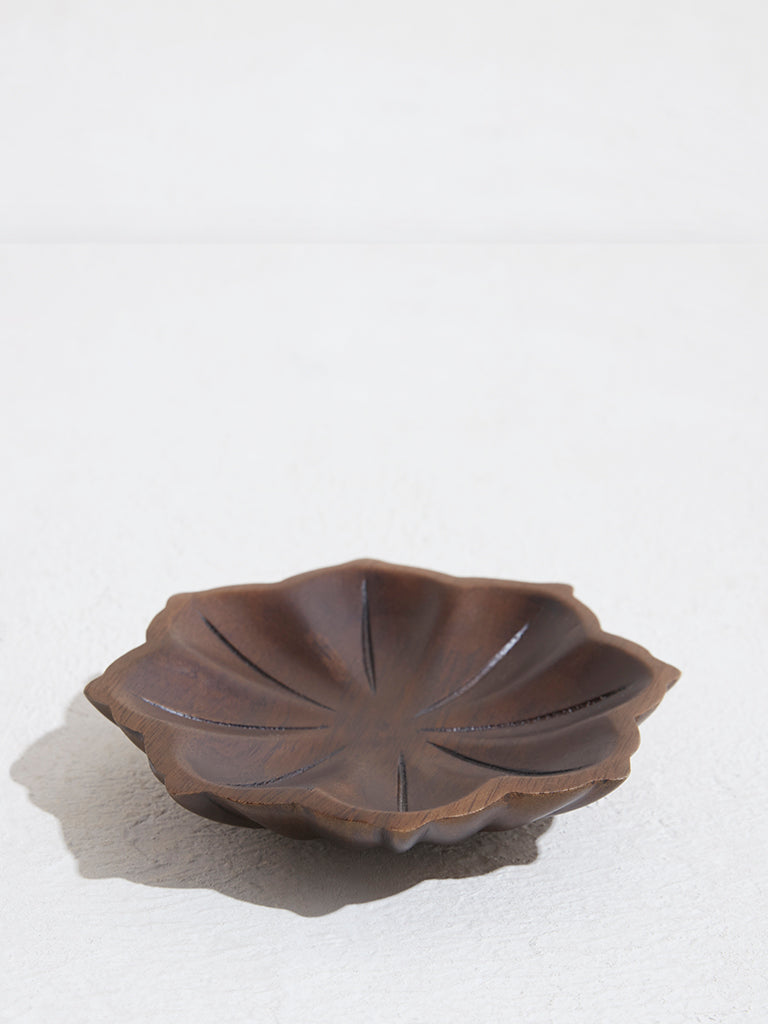 Westside Home Dark Brown Lotus Decorative Platter