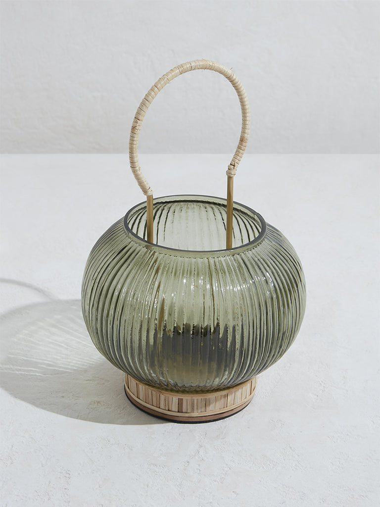 Westside Home Green Ribbed Candle Stand