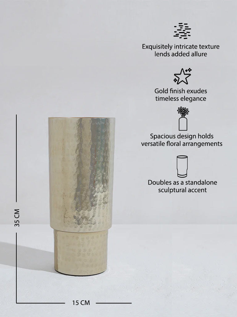 Westside Home Gold Textured Pillar Vase-Large