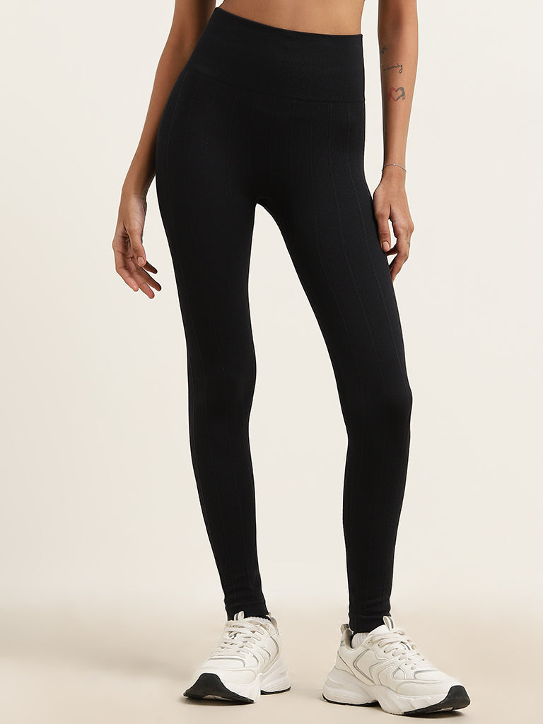 Superstar Black Ribbed High-Rise Pants